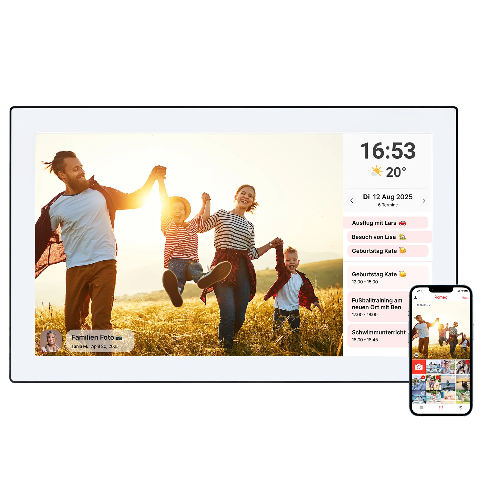 Gumug Smart Frame on a modern shelf